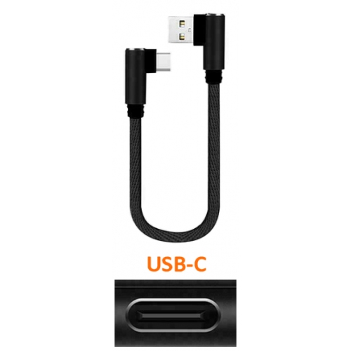 USB kabel met connectoren in een hoek van 90