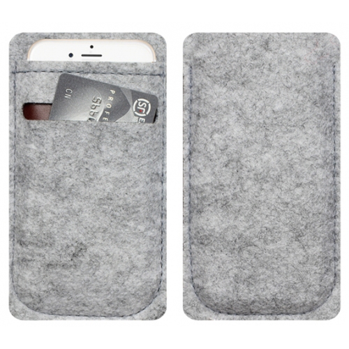 Grijs grijze wollen vilt hoesje inch voor de smartphone met pinpas vak