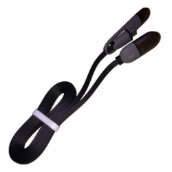 Zwarte twee in een oplaad kabel met lightning aansluiting micro USB
