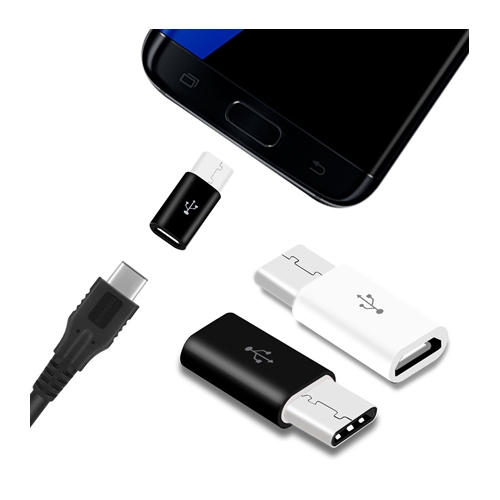 Adapter Converter Micro USB naar USB-C Wit Zwart Verloopje Verloop Omvormer Aansluiting Adapter Converter Micro USB naar USB-C Wit Zwart Verloopje Verloop Omvormer Aansluiting