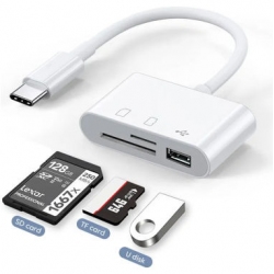Witte USB C SD Micro Card Reader Wit