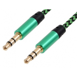 Groene male audio kabel voor de smartphone voor speaker of boom box groen