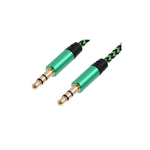 Groene male audio kabel voor de smartphone voor speaker of boom box groen