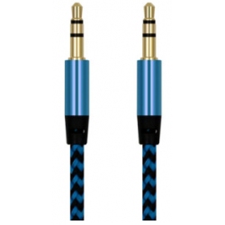 Blauwe male audio kabel voor de smartphone of tablet voor een versterker of speaker blauw
