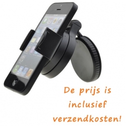 Kleine compacte autohouder voor in de auto voor de smartphone of telefoonmet zuignap raam