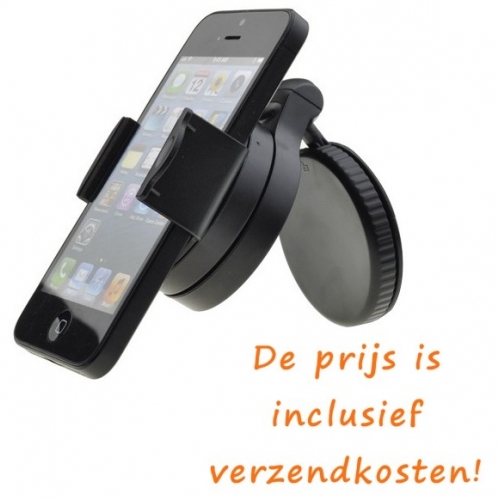 Kleine compacte autohouder voor in de auto voor de smartphone of telefoonmet zuignap raam