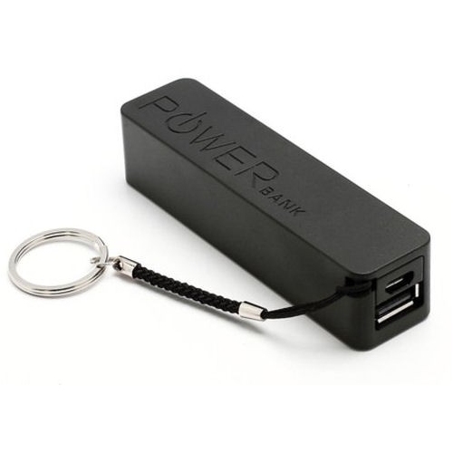 Zwarte 2600mAh Powerbank externe batterij lader om de smartphone of tablet van nood stroom te voorzien met meegeleverdde kabe
