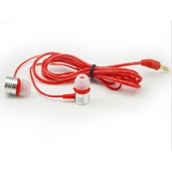 Rode  stereo koptelefoon met oordopjes met 3,5mm aansluiting om muziek of een film te luisteren op de smartphone en tablet