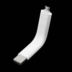 Witte flexibele en buigbare kabel van USB naar MicroUSB aansluiting