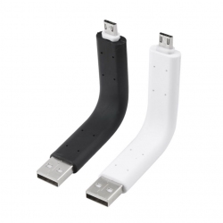 Flexibele buigbare kabel om de smartphone met Micro USB aansluiting op te laden in het zwart of wit