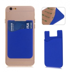 Blauwe pashouder voor op de achterkant van de smartphone of telefoon