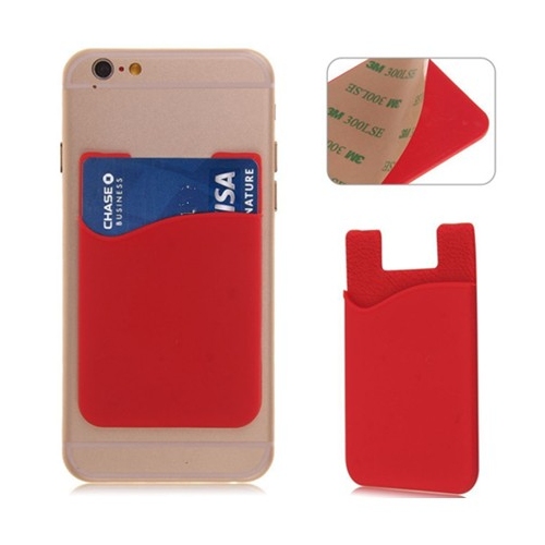 Rode pinpas houder voor een pasje voor op de achterkant van de smartphone of telefoon
