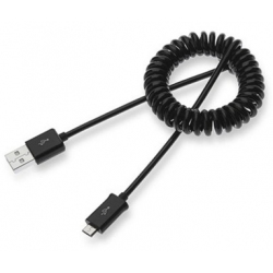 Zwarte uitrekbare MicroUSB kabel
