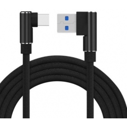 USB C kabel met connectoren in een haakse hoek