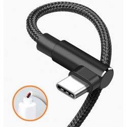 USB C kabel in een haakse hoek tegen knakken