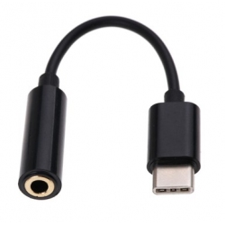 Zwarte USB-C adapter voor de koptelefoon