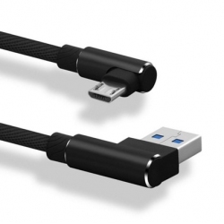 Kabel met USB en Micro-USB connectoren in een haakse hoek