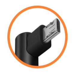 Micro USB kabel met connectoren in een haakse hoek om de tablet en smartphone op te laden