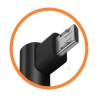 Micro USB kabel met connectoren in een haakse hoek om de tablet en smartphone op te laden